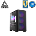 Montech Air 100 ARGB Mini Tower Tempered Glass PC Case (Black/White) (Black)