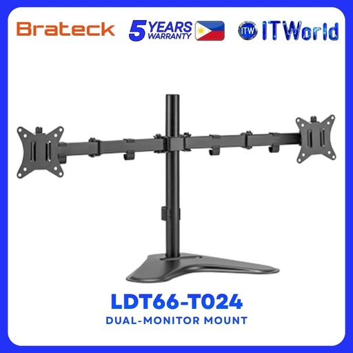 [Brateck-LDT66-T024] Brateck LDT66-T024 Dual-monitor Steel Articulating Monitor Mount Stand