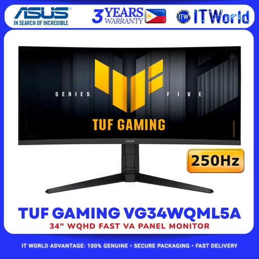 [VG34WQML5A] ASUS TUF Gaming VG34WQML5A – 34" 3440×1440 WQHD 250Hz VA Curved Gaming Monitor