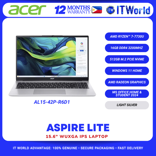 [AL15-42P-R6D1] Acer Aspire Lite AL15-42P-R6D1 15.6" WUXGA Ryzen 7 16GB RAM 512GB SSD Laptop itw