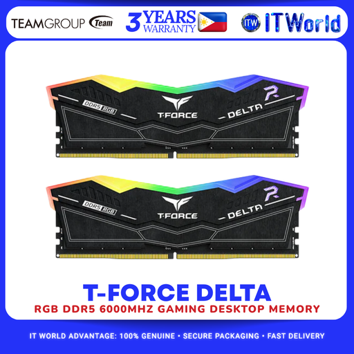 [FF3D516G6000HC38ADC01] TeamGroup T-Force Delta RGB DDR5 RAM 16GB 2x8 6000MHz Gaming Desktop Memory