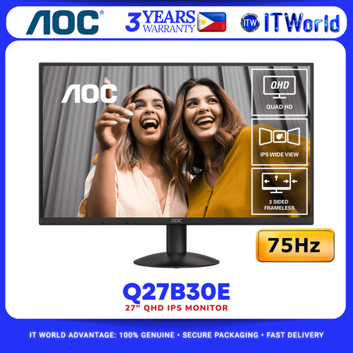 [AOC Q27B30E] AOC Q27B30E 27" 2560×1440 QHD 4ms 75Hz IPS HDR10 Desktop Monitor