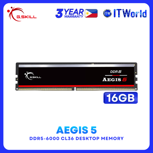 [F5-6000J3636F16GX1-IS] G.Skill DDR5 RAM 16GB (1x16GB) 6000MT/s Aegis 5 Intel XMP / AMD EXPO(F5-6000J3636F16GX1-IS)