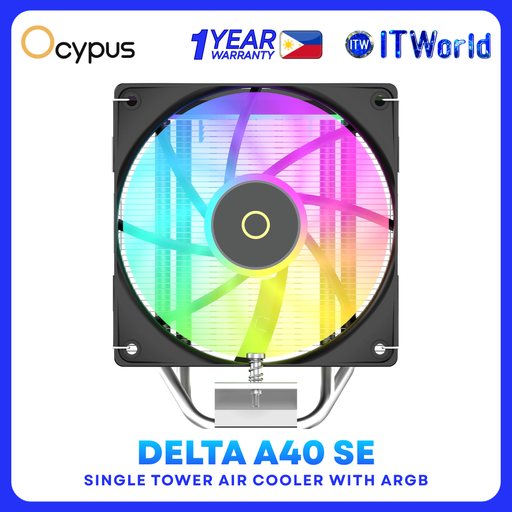 [DELTA-A40-BK1AAWN00S-GL] Ocypus Delta A40 SE ARGB 4 Heatpipe Single Tower Air CPU Cooler