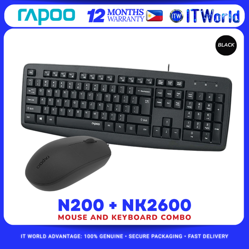 [N200 with NK2600] Rapoo N200 Optical Wired Mouse + NK2600 Wired Keyboard Combo itw