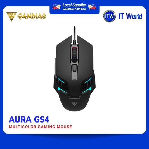 [GAMDIAS MOUSE AURA GS4] GAMDIAS AURA GS4 3600-DPI Ergonomic Multi-Color Gaming Mouse itw