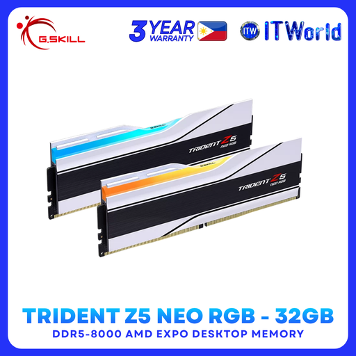 [F5-8000J3848H16GX2-TZ5NRW] G.SKILL Trident Z5 Neo RGB DDR5 RAM - 32GB 2x16GB 8000 AMD EXPO Desktop Memory