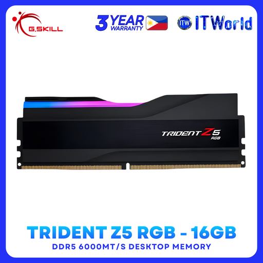 [F5-6000J3636F16GX1-TZ5RK] G.Skill Trident Z5 RGB DDR5 RAM - 16GB 6000MT/s, XMP-EXPO, Desktop Memory F5-6000J3636F16GX1-TZ5RK