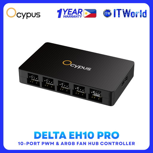 [DELTA-EH10-BKN00PXX-GL] Ocypus Delta EH10 PRO – 10-Port PWM & ARGB Fan Hub Controller Desktop Accessory itw