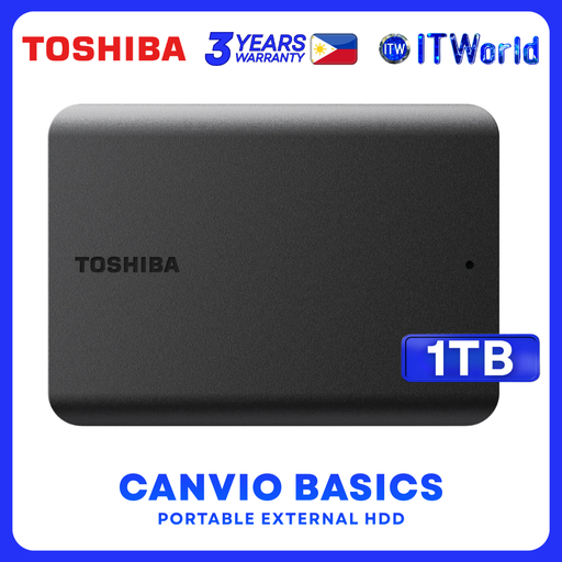 [HDTB510AK3AA] Toshiba Canvio Basics HDTB510AK3AA – 1TB USB 3.2 Gen1 Portable External HDD – Desktop/Laptop itw