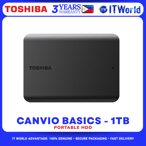 [HDTB510AK3AA] Toshiba Canvio Basics HDTB510AK3AA – 1TB USB 3.2 Gen1 Portable HDD – Desktop/Laptop