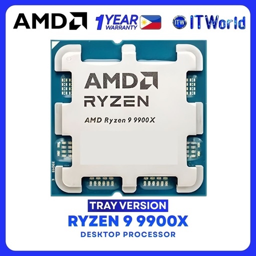 [R9 9900X TRAY 1Y] AMD Ryzen 9 9900X 12Cores 24Threads Desktop Processor without Cooler - Tray Type
