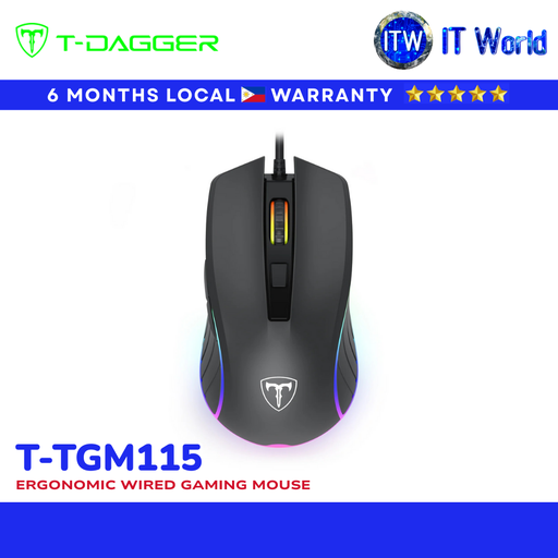 [T-TGM115] T-Dagger Zephyr Ergonomic Wired Gaming Mouse (T-TGM115) | itw