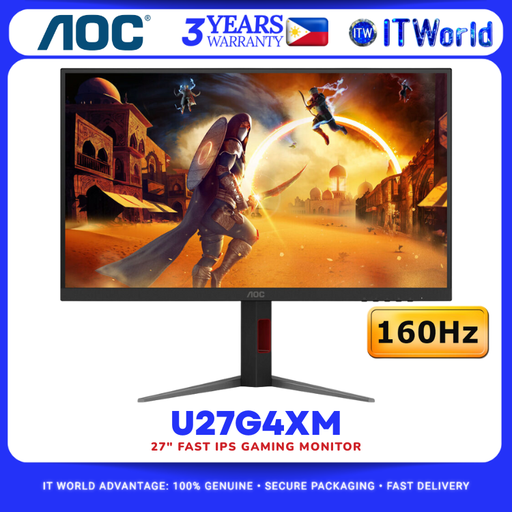 [U27G4XM] AOC U27G4XM - 27" 3840×2160 UHD Mini-LED 160Hz Fast IPS Gaming Monitor itw
