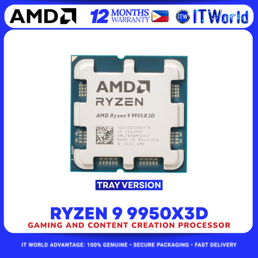 [AMD RYZEN 9 9950X3D TRAY] AMD Ryzen 9 9950X3D CPU - 16-Core 5.7GHz DDR5 PCIe5 Desktop Processor