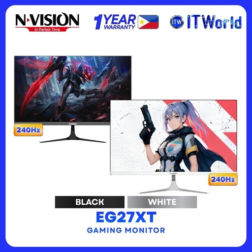 NVISION EG27XT - 27" 1920x1080 FHD / 240Hz / IPS / 1ms / Gaming Monitor/ Black | White