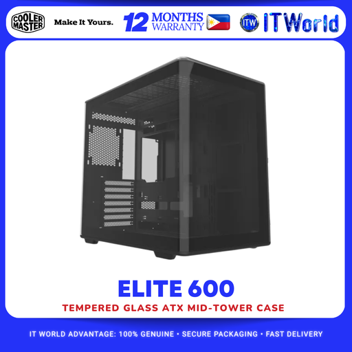 [E600-KGNN-S00] Cooler Master Elite 600 ATX Mid-Tower Tempered Glass USB-C 360mm Radiator Support E600-KGNN-S00 itw