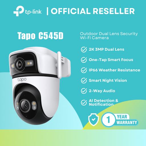 [Tapo C545D] TP-Link Tapo C545D - Dual Lens 2K Outdoor WiFi Security Camera for Mobile App