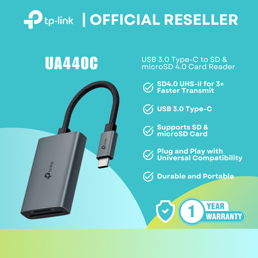 [UA440C] TP-Link UA440C - USB-C USB 3.0 SD & microSD 4.0 Card Reader for Mobile/Laptop/Desktop itw