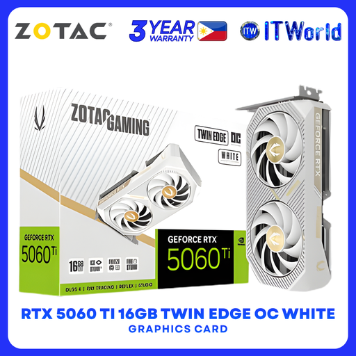 [ZT-B50620Q-10M] Zotac Gaming GeForce RTX 5060 Ti 16GB GDDR7 Twin Edge OC White Edition Graphics Card ZT-B50620Q-10M