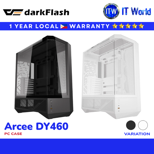 [darkFlash ARCEE DY460 WHITE] DarkFlash Arcee DY460 Three Side Glass Panel ATX Luxury PC Case (Black | White) | itw
