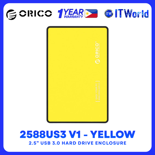 [2588US3-V1-OR] Orico 2588US3-V1 - 2.5" SATA III / USB 3.0 HDD Enclosure - Yellow