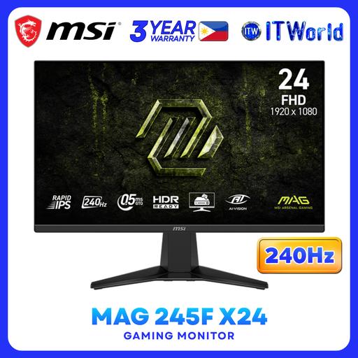 [245F X24] MSI MAG 245F X24 - 23.8” 1920x1080 FHD Rapid IPS 240Hz HDR Gaming Monitor