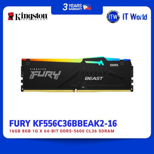 [KF556C36BBEAK2-16] Kingston FURY Beast KF556C36BBEAK2-16 DDR5 16GB (2x8GB) 5600MHz CL36 Desktop Memory itw