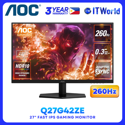 [Q27G42ZE] AOC Q27G42ZE - 27” 2560×1440 QHD Fast IPS 260Hz Gaming Monitor for Desktop & Console itw