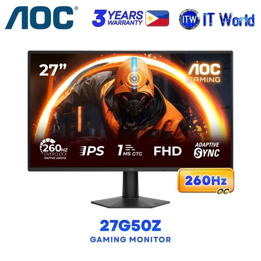 [27G50Z] AOC 27G50Z - 27" 1920x1080 FHD / 260Hz OC / Fast IPS / 0.3ms MPRT, 1ms GTG / Gaming Monitor