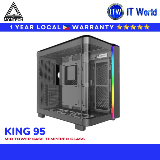 [King 95 Black] Montech King 95 Mid-Tower Dual Chamber Tempered Glass PC Case (King 95 Black) | itw