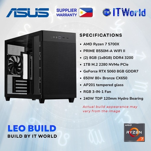 [LEOLEO0326DDR4AM4] Zodiac Leo Build Powered by ASUS / PC Build by itw - R7 5700X / RTX 5060 / (2x) 8GB DDR4 / 1TB NVMe