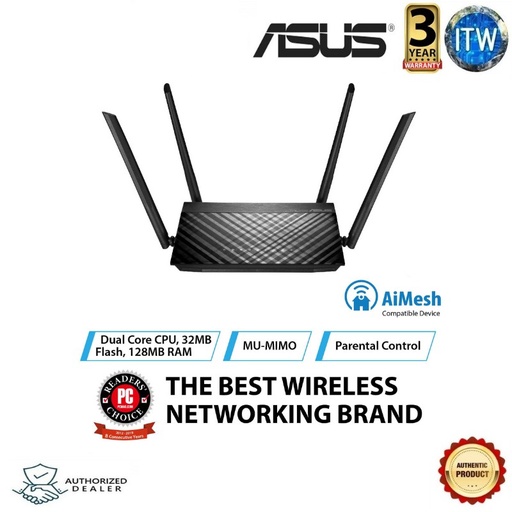 [ASUS RT-AC59U V2] ASUS RT-AC59U V2 AC1500 Dual Band Gigabit WiFi Router with MU-MIMO, AiMesh for Mesh WiFi System (Black)