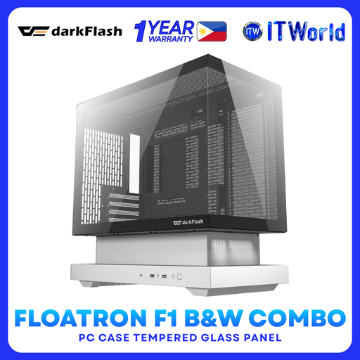 [DF FLOATRON F1 BW] DarkFlash Floatron F1 B&W Combo M-ATX Tempered Glass PC Case for Desktop