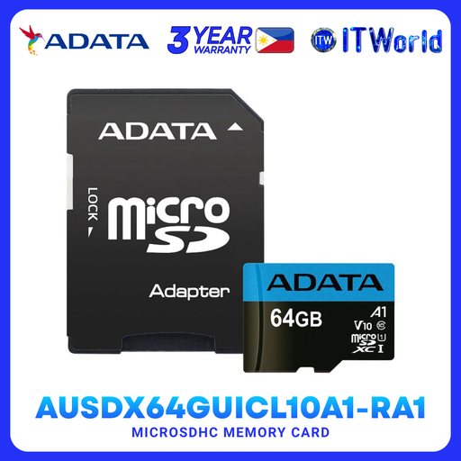 [AUSDX64GUICL10A1-RA1] ADATA Premier 64GB UHS-I Class 10 V10 A1 microSD Memory Card for Mobile & Tablet itw