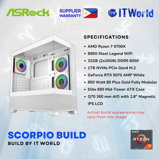 [SCORPI2026DDDR5AM5] Zodiac Scorpio Build Powered by AsRock - R7 9700X / 32GB DDR5 / 1TB / RTX5070 PC Build