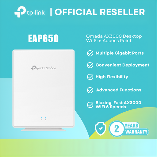 [EAP650-Desktop] TP-Link Omada EAP650-Desktop – AX3000 Wi-Fi 6 – Desktop Access Point