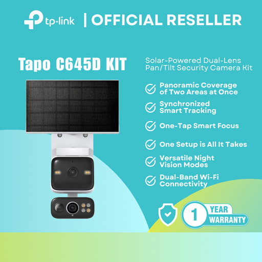 [Tapo C645D KIT] TP-Link Tapo C645D Kit – Dual 2K Solar-powered Outdoor Wi-Fi Security Camera