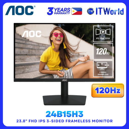[24B15H3] AOC 24B15H3 – 23.8” 1920x1080 FHD IPS 120Hz Desktop Monitor itw