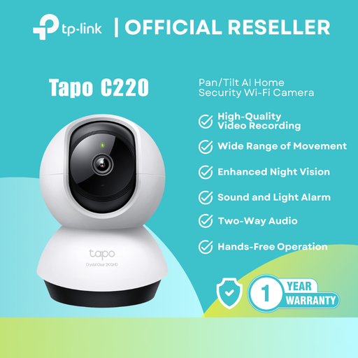 [Tapo C220] TP-Link Tapo C220 Pan/Tilt Smart AI Detection Two-Way Audio Home Security Wi-Fi Camera