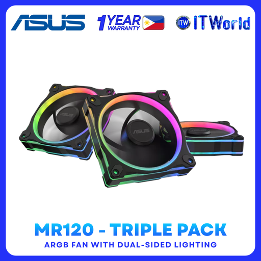 [MR120-ARGB-BK-3PACK] ASUS Prime MR120 - 120mm ARGB PWM Cooling Fan Triple Pack for Desktop itw