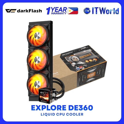 [DF EXPLORE DE360 BLK] darkFlash Explore DE360 360mm High-Performanc Fan with Low Noise Liquid CPU Cooler - Black