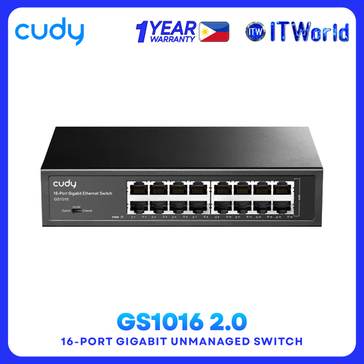 [GS1016] GS1016 v2.0 16-Port Gigabit Ethernet – Unmanaged Network Switch for Desktop & Rack itw