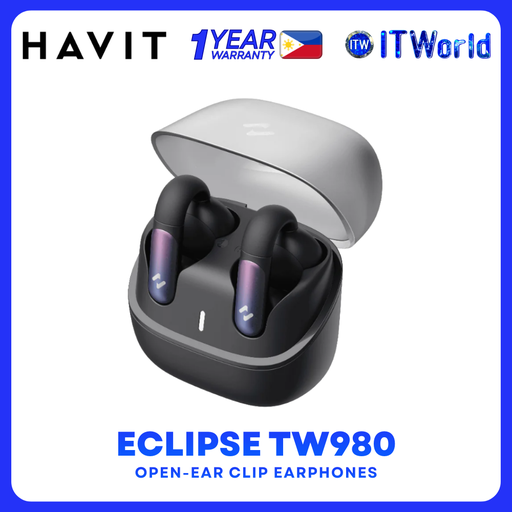 [TW980 BLK] Havit TW980 Eclipse Open-Ear Clip Earphones - Bluetooth 5.3 / 6.5 Hours / USB-C / Black / TW980 BLK