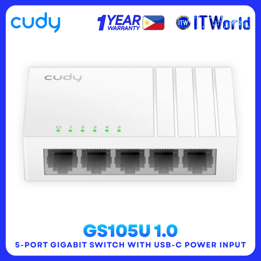 [GS105U] GS105U 1.0 – 5-Port Gigabit Switch USB-C Powered for Desktop & Laptop