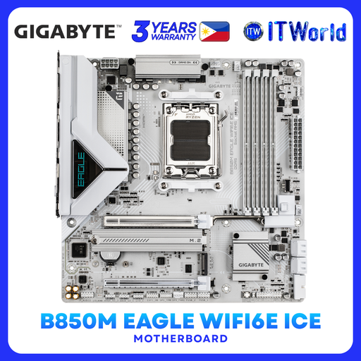 [GA-B850M-EAGLE-WF6E-ICE] GIGABYTE B850M EAGLE WIFI6E ICE AM5 DDR5 WiFi 6E Micro-ATX Motherboard GA-B850M-EAGLE-WF6E-ICE itw