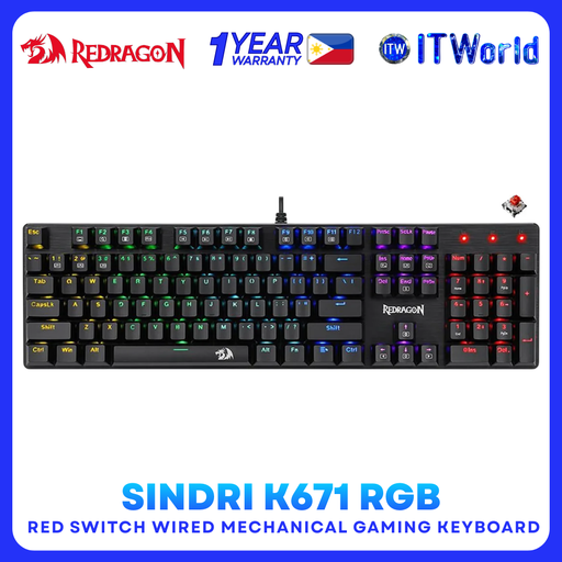 [K671] Redragon Sindri K671 RGB Hot-Swappable Full Size Wired Mechanical Gaming Keyboard itw