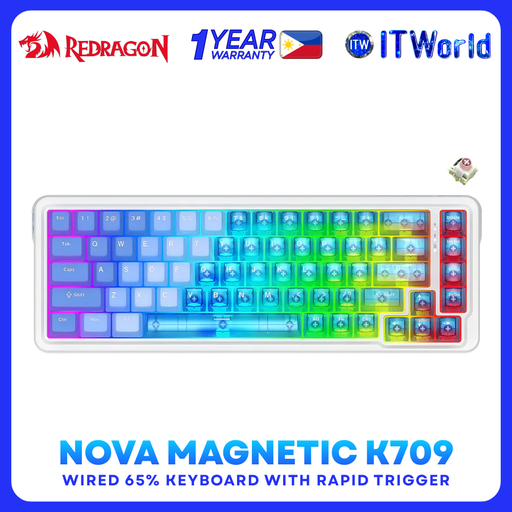 [K709PLB-RGB-M] Redragon Nova Magnetic K709 RGB 65% Wired Keyboard UltraMag Switch Rapid Trigger 8khz