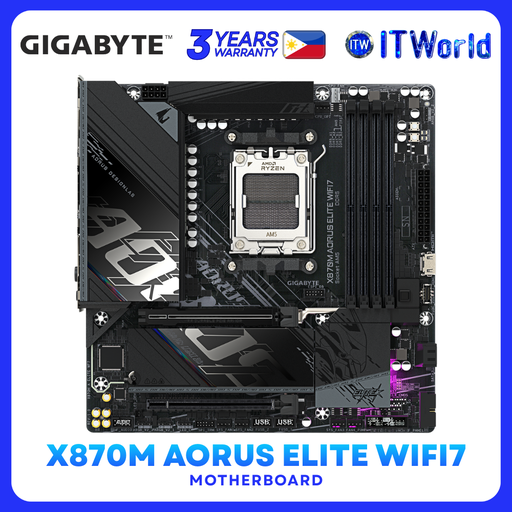 [GA-X870M-A-ELITE-WF7] GIGABYTE X870M AORUS ELITE WIFI7 AM5 DDR5 PCIe 5.0 Wi-Fi 7 Micro-ATX Motherboard