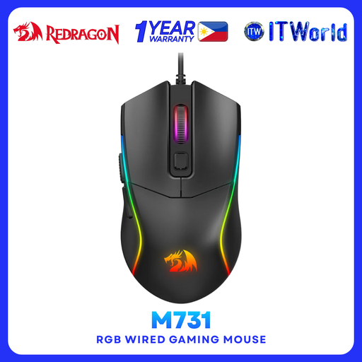 [M731] Redragon Bat M731 RGB 10000DPI Wired Gaming Mouse Ergonomic Design itw